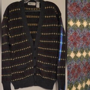 VTG 90's Brian MacNeil 100% Shetland Wool Cardigan Sweater Grunge Grandpa